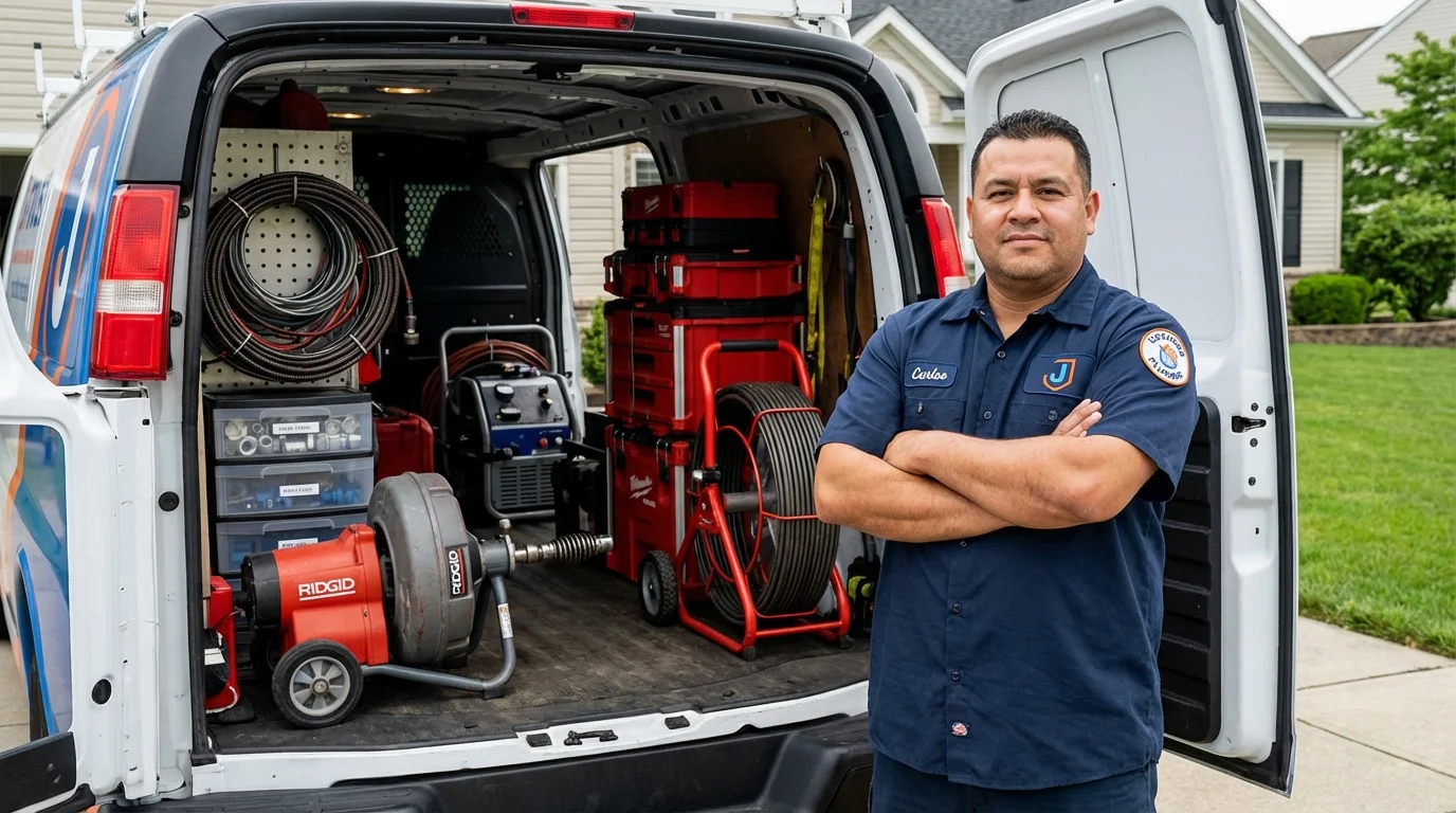 Professional drain cleaning equipment and Johns Plumbing LLC plumber in North Tonawanda