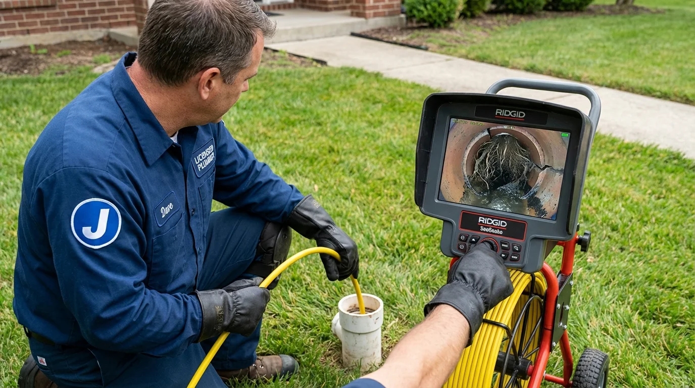 Sewer camera inspection being performed by Johns Plumbing LLC in North Tonawanda